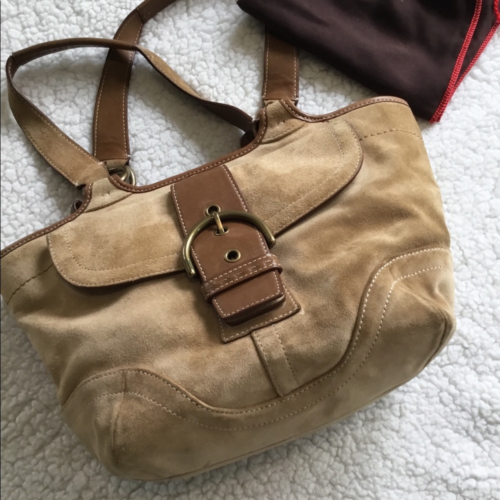 Light tan suede Coach purse